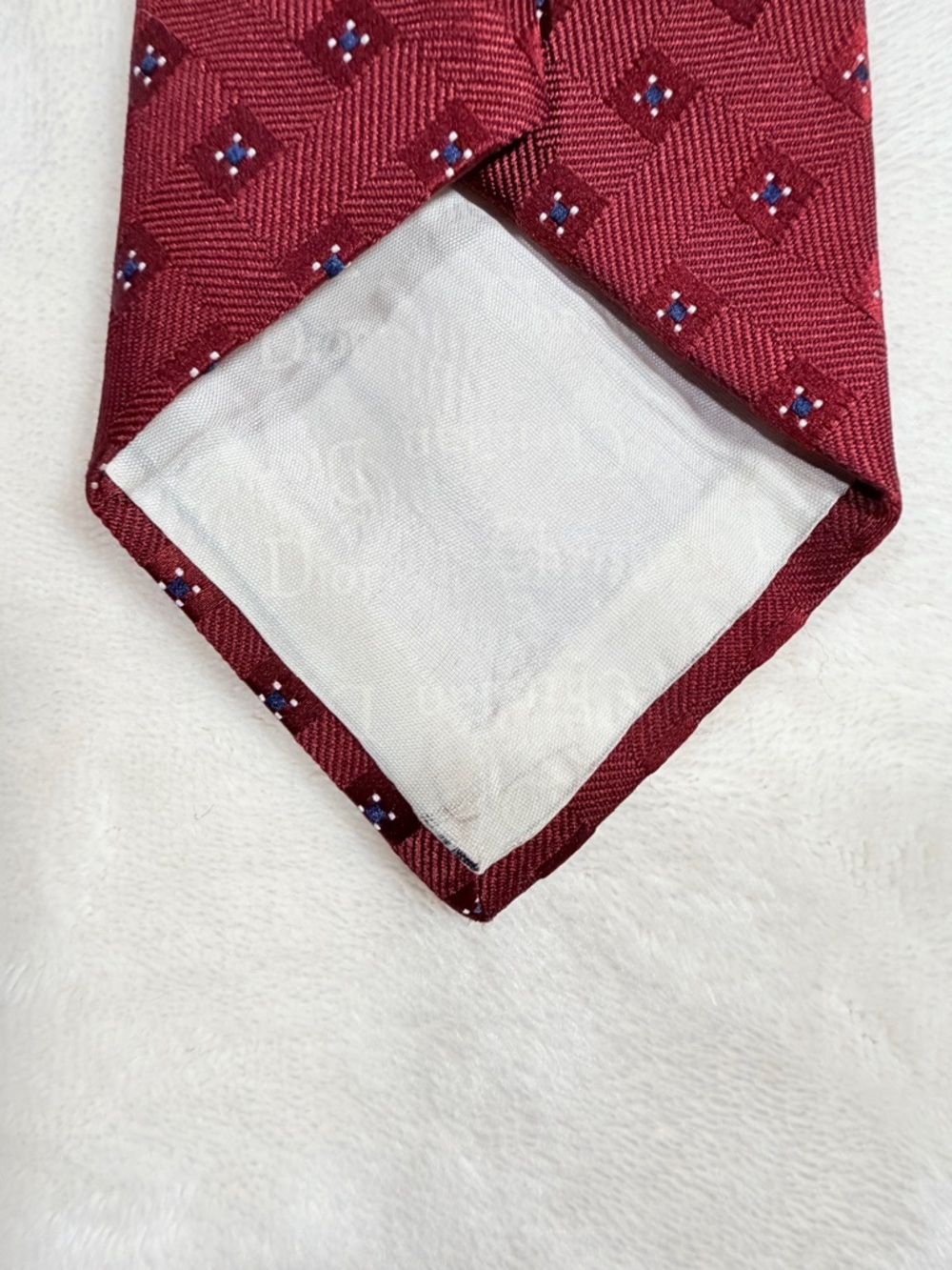 Christian Dior Embroidered Burgundy Patterned Polyester Tie - Picture 7 of 9